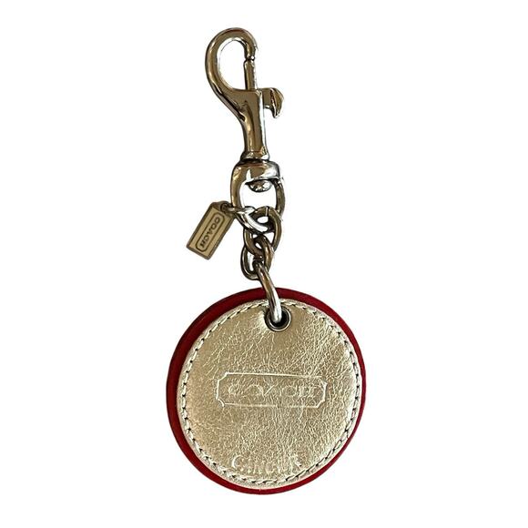 COACH REMADE Red Cancer Zodiac Round Handcrafted Bag Charm Key Chain CU973 RARE - Picture 5 of 6